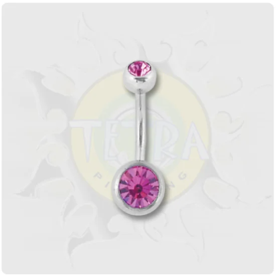 Banana em Ao com 2 Pedras Grande - Rosa