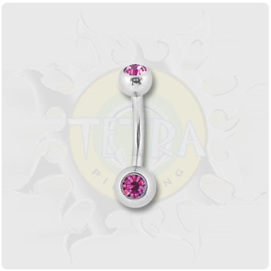 Banana em Aço com 2 Pedras Pequena - Rosa