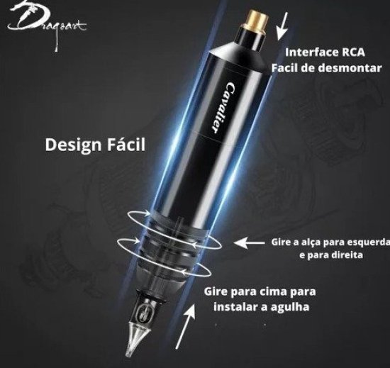 Máquina Tattoo Pen Cavalier Preta
