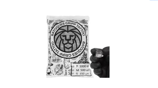 Batoques Gripp Tattoo Transparentes Descartveis TAM G| C/150 Unidades