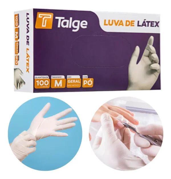 Caixa Luva Talge Branca Ltex Com P P M G 100un