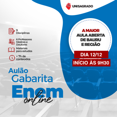 UNISAGRADO promove revis�o gratuita para o ENEM