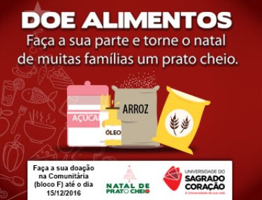 USC realiza campanha de arrecada��o de alimentos para Natal de fam�lias carentes