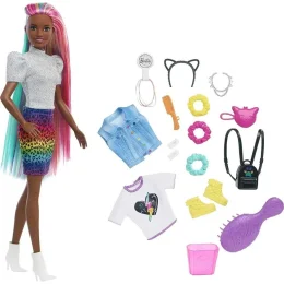 Boneca Barbie Leopard Rainbow Hair - Mattel GRN80