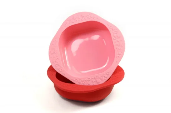 Kit 2 Tigelas em Silicone Rosa e Vermelho