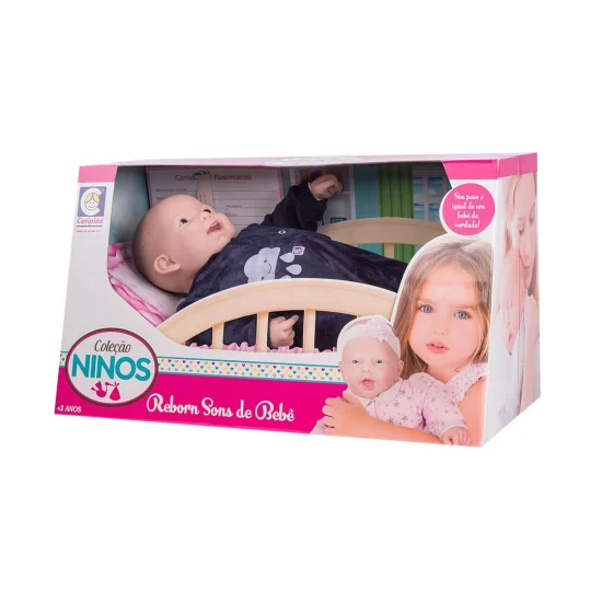 Boneco Ninos Reborn Boca Aberta Sons de Beb