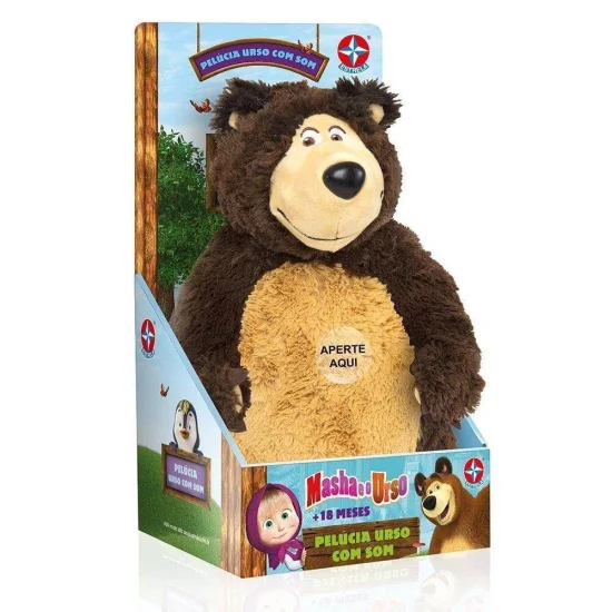 Pelcia Urso com Som - Masha e o Urso - Estrela
