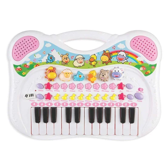 Piano Musical Animal Rosa - Braskit 6408
