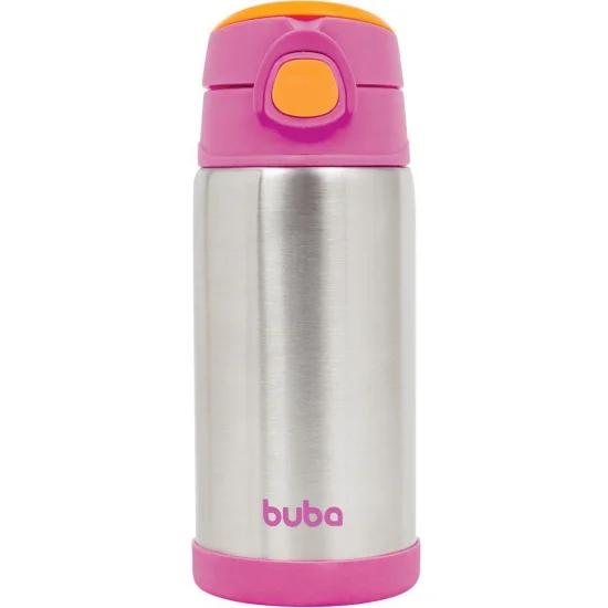 Copo Trmico com Canudo Rosa - Buba  11384
