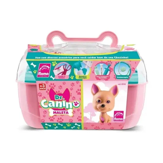 Maleta Dr. Canino Rosa e Verde - Roma Brinquedos 5512