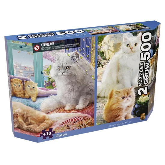 Quebra-Cabea Duplo 500 Peas - Gatos - Grow 04235