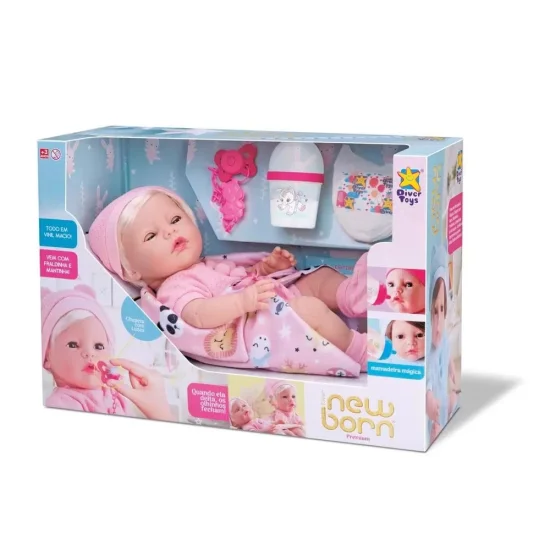 Boneca Diver New Born Premium Menina com Cabelo