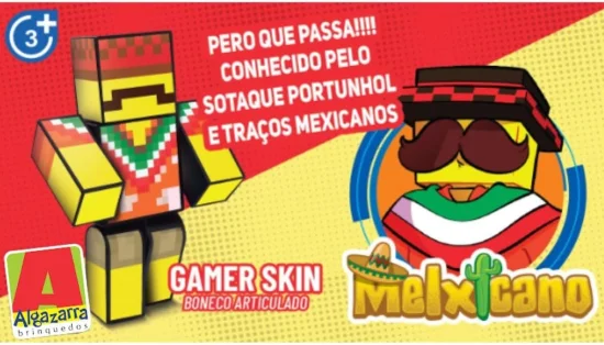 Boneco Melxicano Gamer Turma do Problems - 25cm Minecraft
