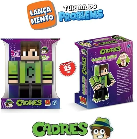 Boneco Cadres Gamer Turma do Problems -Pequeno 25cm Minecraft Youtuber 3031289