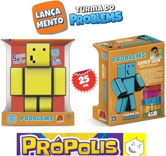Boneco Prpolis Turma do Problems - Pequeno - 25cm - Gamer - Minecraft - Youtuber 3031311