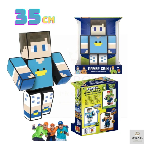 Boneco Familia Arqueira Beto Gamer 35 cm Minecraft 3031321