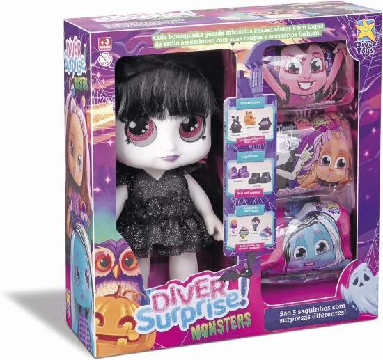Boneca Diver Surprise Monster Wandinha - Assombrosa 8293