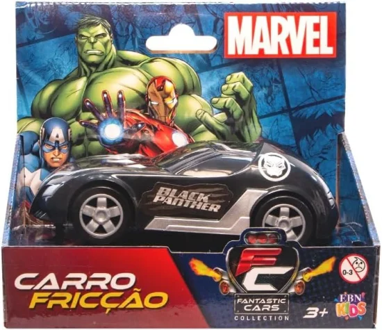 Pantera Negra Carrinho de Frico Fantastic Car Marvel