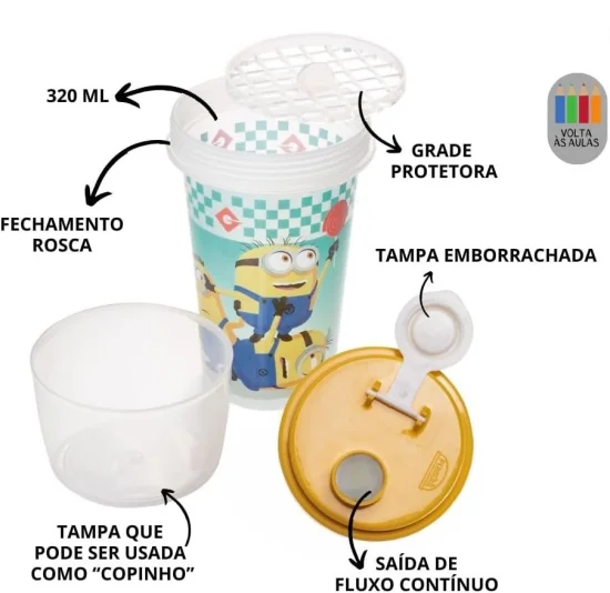 Mini Shakeira Minions Meu Malvado 320 ml, Plastil   001072