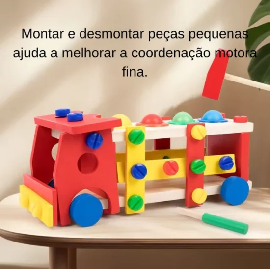Brinquedo Pedaggico Educativo Caminho Monta E Desmonta em Madeira   10905