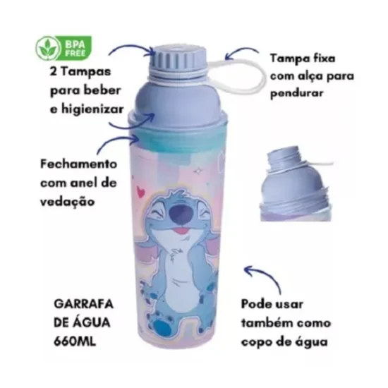 Kit De Garrafa   Marmita Stitch Disney Plastil