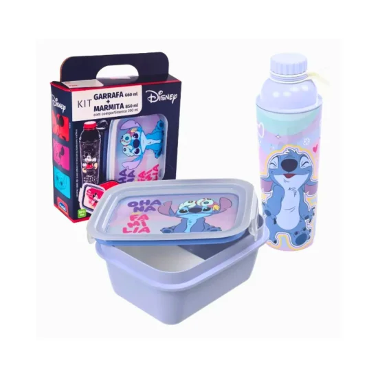 Kit De Garrafa   Marmita Stitch Disney Plastil