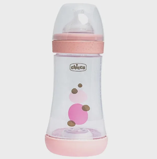 Mamadeira Perfect5 240ml 2m  Fluxo Mdio Rosa