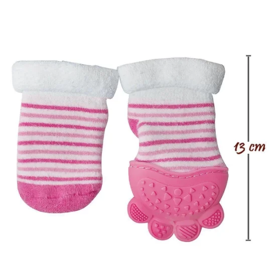 Meia Com Mordedor Massageador De Gengiva Silicone Rosa   13781