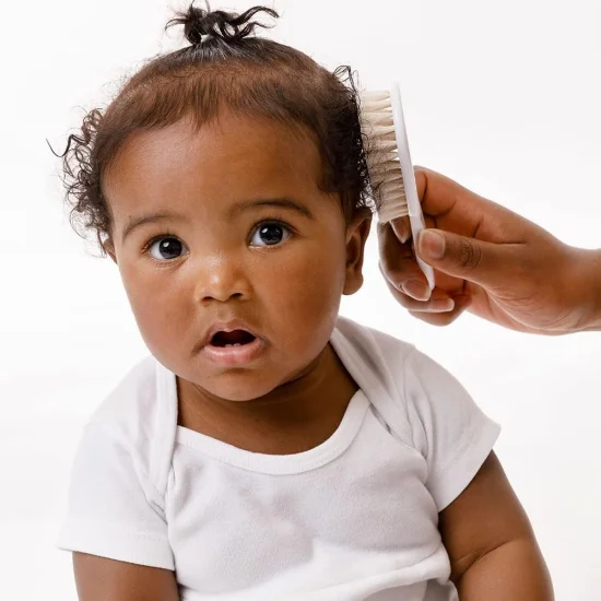 Escova e Pente Baby Cerdas Naturais Branco - Buba 08243