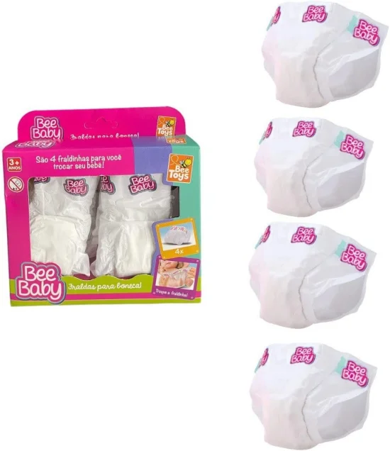 Fraldas Para Boneca Bee Baby Toys 4 Unidades  828