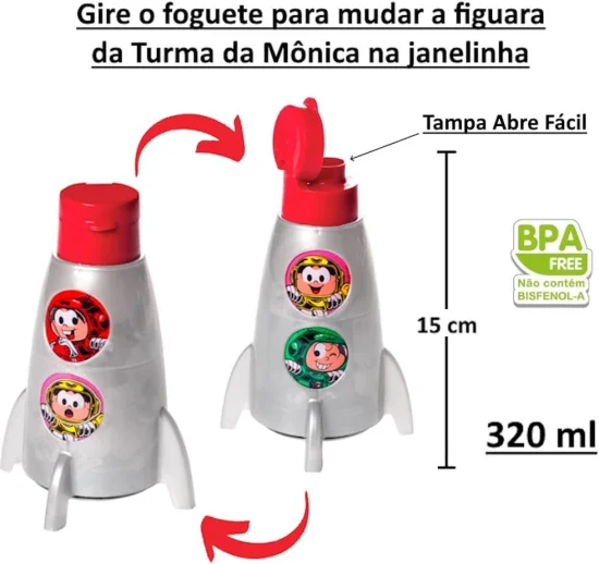 Garrafa de Foguete Turma da Mnica 320ml - 014567