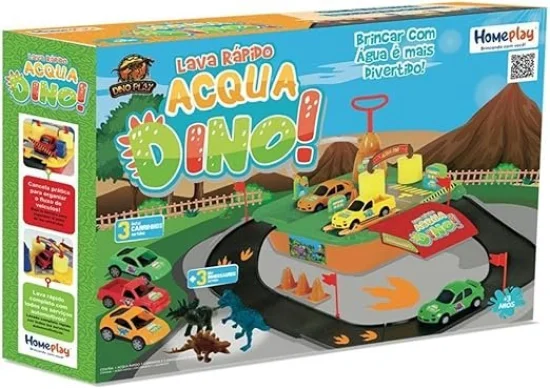 Lava Rpido Acqua Dino Homeplay, Com 3 Carrinhos