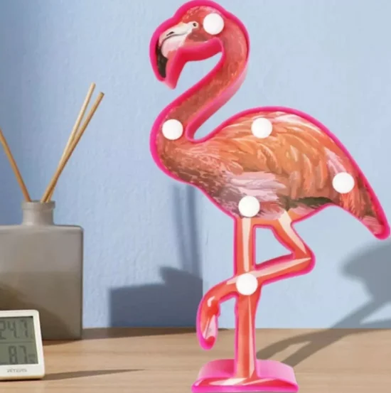 Luminria Flamingo Led 3D Decorativa