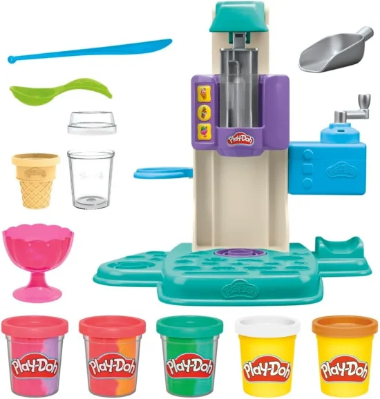 Play-Doh Conjunto de Massinha Sorveteria Colorida kit com 5 potes de massinha de modelar