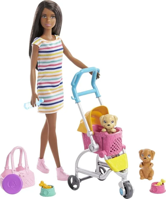 Barbie Family Barbie Conjunto Passeio de Cachorro