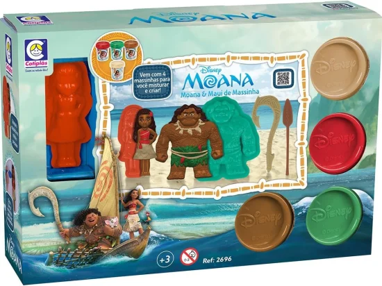 Conjunto de 4 Massinhas De Modelar com Forminhas Moana e Maui