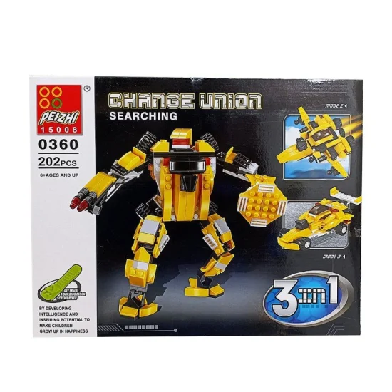 Bloco de Montar Estilo Lego Robo Change Union 3 em 1