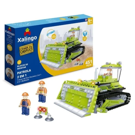 Blocos de Montar Estilo Lego - Trator Patrola 451 Peas 2 em 1 Cidade em Obras Com luz