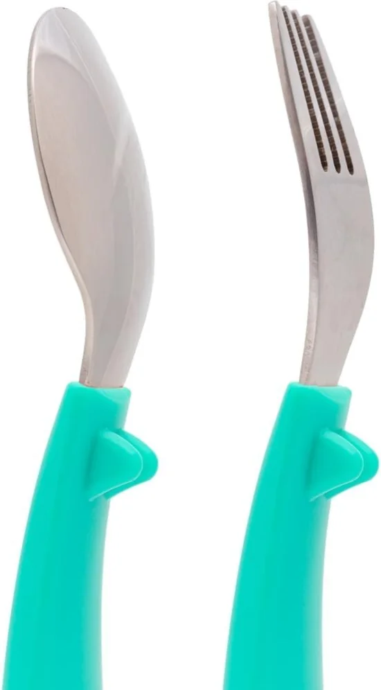 Kit Talheres Garfo E Colher Bubazoo Dino Verde