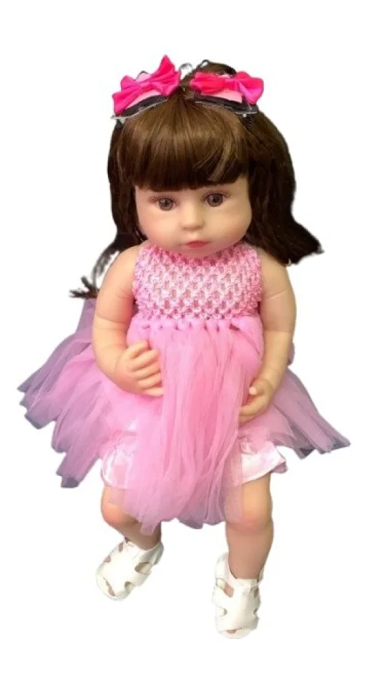 Boneca Beb Reborn Cabelo Liso