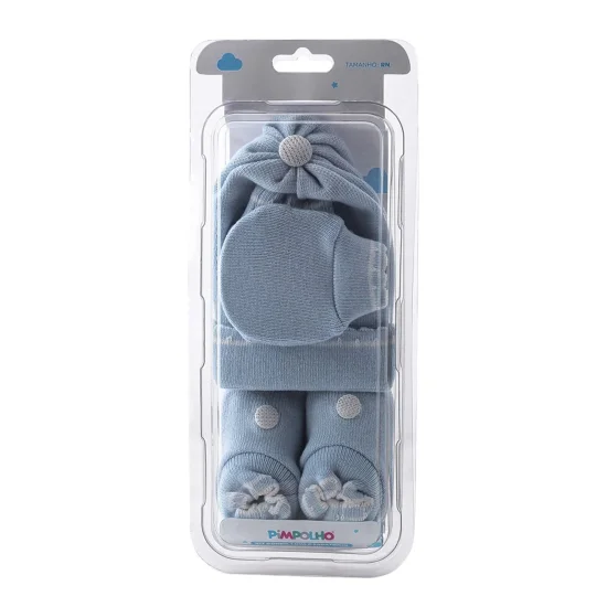 Kit gorro luva e sapato RN masculino Azul Claro