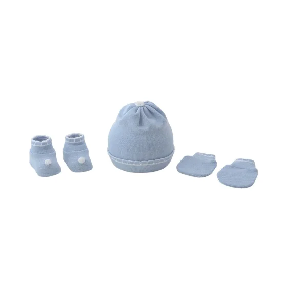 Kit gorro luva e sapato RN masculino Azul Claro