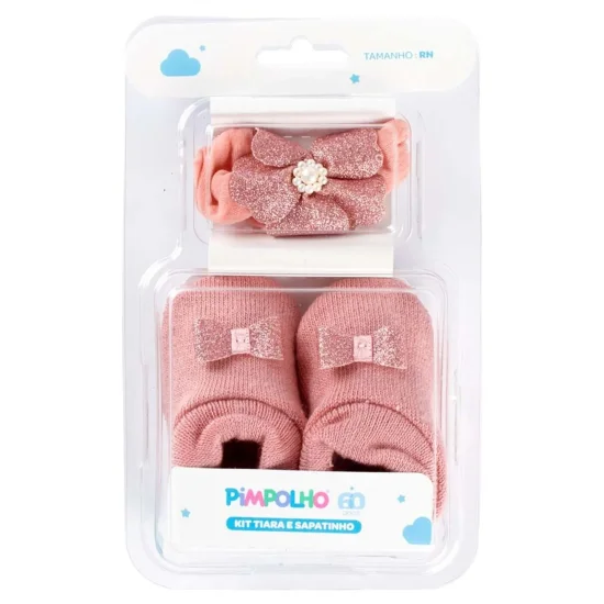 Kit Sapato e faixa de cabelo RN feminino Rose