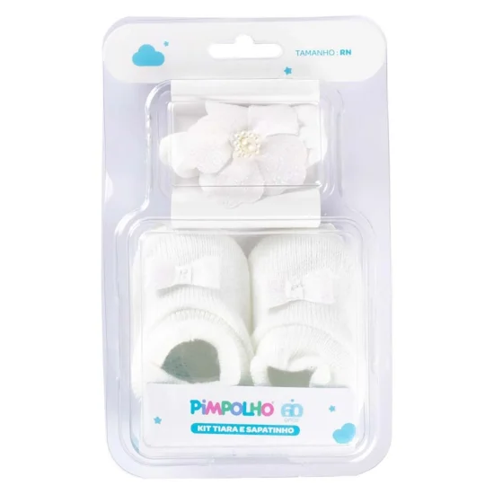 Kit Sapato e faixa de cabelo RN feminino Branco