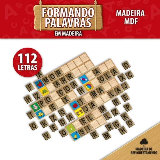 Brinquedo Pedaggico Madeira Formando Palavras