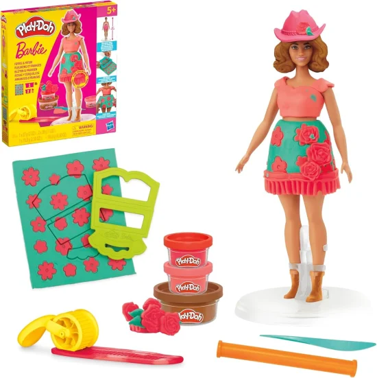 Conjunto Play-Doh Barbie Florais e Franjas