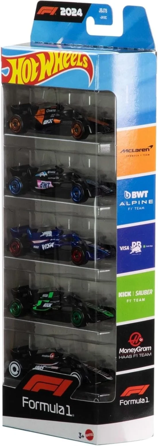 HOT WHEELS C/ 5 CARROS ESCALA 1-64 F1