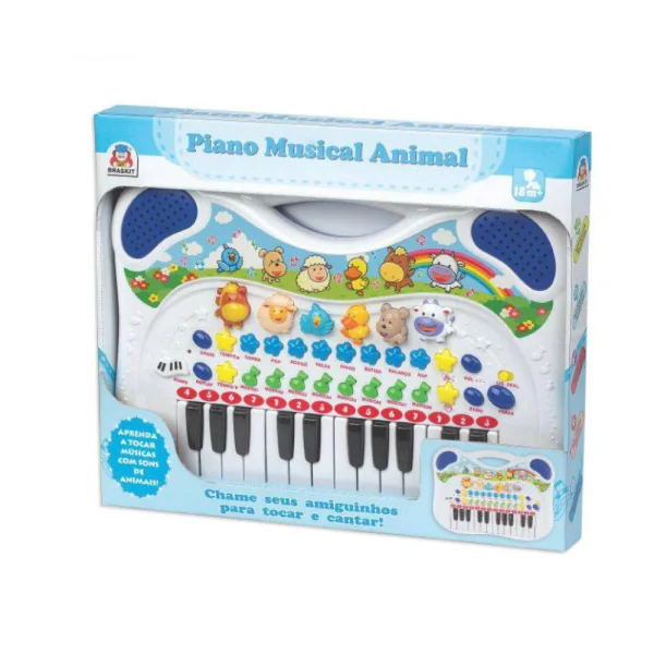 Piano Musical Animal Azul - Braskit