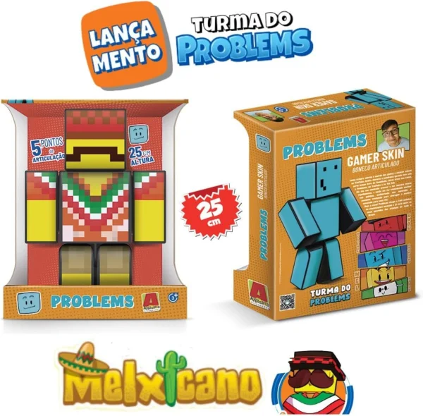 Boneco Melxicano Gamer Turma do Problems - 25cm Minecraft