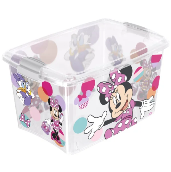 Caixa Organizadora de Brinquedos Com Trava Minnie Plastil Rosa 46 L   000190